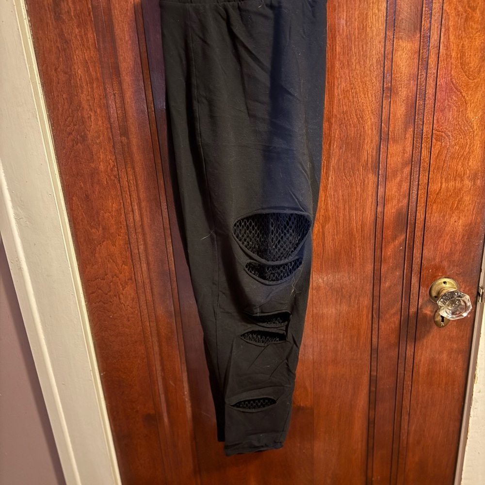 Torrid Black Leggings with Mesh Detail